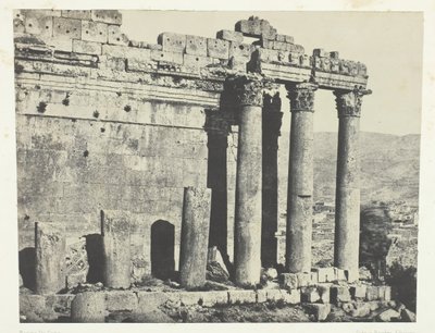 Baalbeck Heliopolis, Tempel van Jupiter, Westelijke gevel, Syrië, 1849-51, gedrukt 1852 door Maxime Du Camp