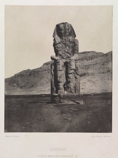 Kolossale monoliet van Amenhotep III, Gournah door Maxime Du Camp