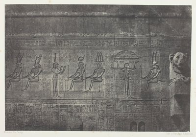 Grote tempel van Denderah (Teutyres), beelden van de achtergevel; Opper-Egypte, plaat 20 uit het album "Egypte, Nubie, Palestina en Syrie" (1852) door Maxime Du Camp