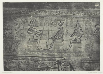 Grote tempel van Denderah (Teutyres), beelden van de achtergevel; Opper-Egypte, plaat 19 uit het album "Egypte, Nubie, Palestina en Syrie" (1852) door Maxime Du Camp