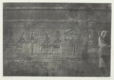 Grote tempel van Denderah (Teutyres), beelden van de achtergevel; Opper-Egypte, plaat 20 uit het album "Egypte, Nubie, Palestina en Syrie" (1852) door Maxime Du Camp
