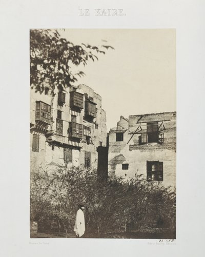 Huis en tuin in de Franse wijk, Egypte, 1850 door Maxime Du Camp