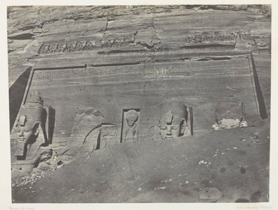 Ibsamboul, Vue Générale Du Grand Spéos De Phrè; Nubie, plaat 102 uit het album "Egypte, Nubie, Palestine et Syrie" (1852) door Maxime Du Camp