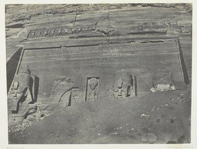 Ibsamboul, Vue Générale Du Grand Spéos De Phrè; Nubie, plaat 102 uit het album "Egypte, Nubie, Palestine et Syrie" (1852) door Maxime Du Camp