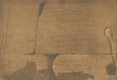 Inscriptie Demotisch, tweede Pylon van de Tempel van Isis, in Philae, 15 april 1850 door Maxime Du Camp