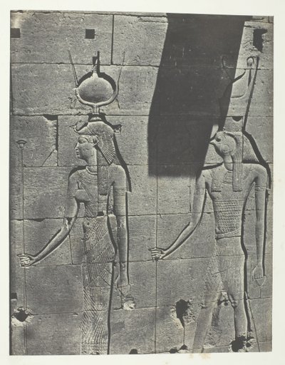 Kalabscheh, sculpturen van de achtergevel van de tempel, Nubië door Maxime Du Camp