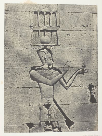 Kalabscheh, Sculptures De La Façade Postérieure Du Temple; Nubie, plaat 91 uit het album "Egypte, Nubie, Palestine et Syrie" (1852) door Maxime Du Camp