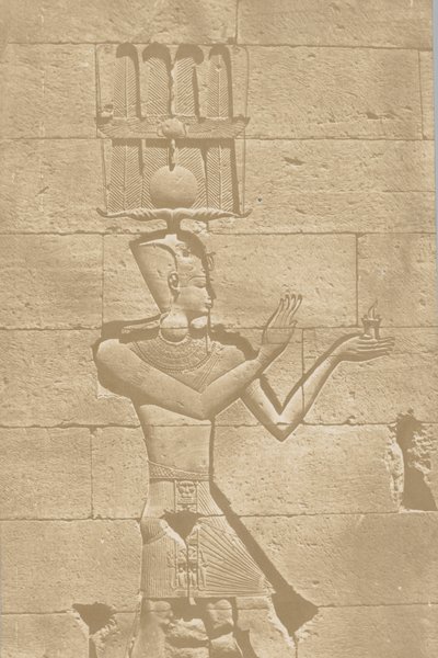 Kalabscheh, sculptuur van de achtergevel van de tempel, 1849-51 door Maxime Du Camp