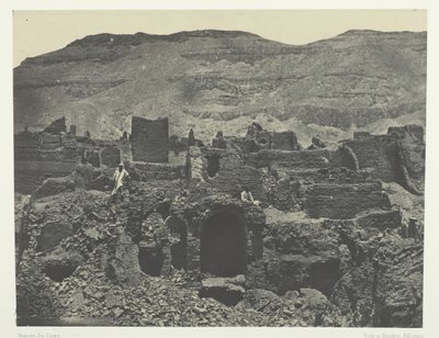 Médinet-Habou, Ruïnes van de Stad van Papa, Thebe, 1849-51, gedrukt 1852 door Maxime Du Camp