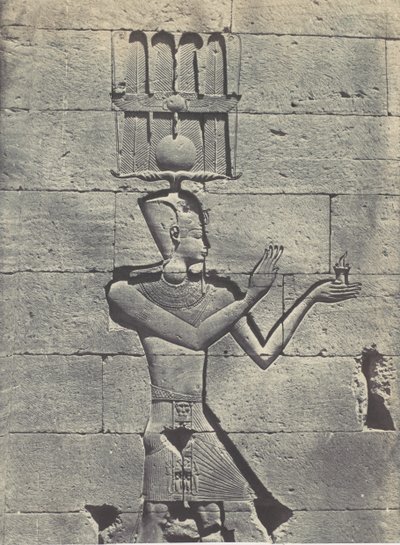 Nubië. Kalabscheh. Sculpturen van de Achtergevel van de Tempel, 1850 door Maxime Du Camp