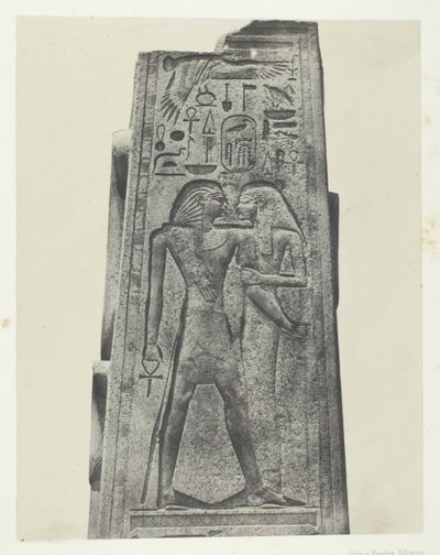 Palais de Karnak, Pilaar Voor het Granieten Heiligdom, Thebe, 1849-51, gedrukt 1852 door Maxime Du Camp