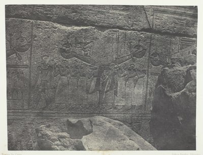Paleis van Karnak, Exterieur Beelden van het Granieten Heiligdom, Thebe, 1849-51, gedrukt 1852 door Maxime Du Camp