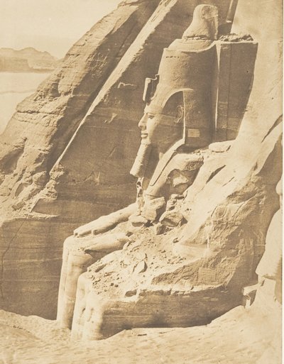 Profiel van de Oostelijke Kolos van de Spéos van Phré, in Abousembil Portret van Ramses II, 29 maart 1850 door Maxime Du Camp