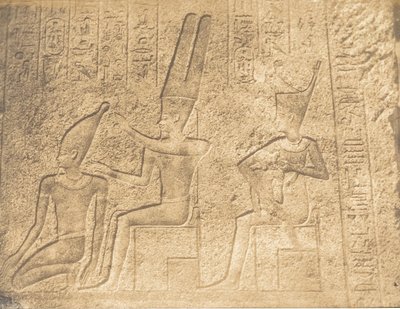 Buitensculpturen van het Granieten Heiligdom van het Paleis van Karnac Ammon verzekerend de c..., 1849-50 door Maxime Du Camp