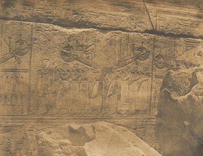 Buitensculpturen van het Granieten Heiligdom van het Paleis van Karnak Thebe Philippe-A..., 1849-50 door Maxime Du Camp