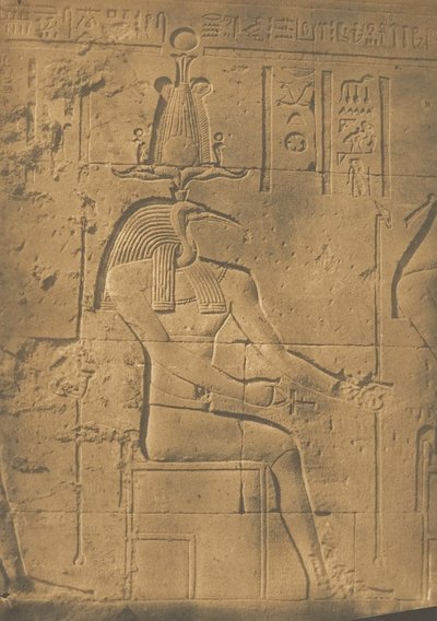 Thot Ibiocéphale Dieu des Lettres à Philae, april 1850 door Maxime Du Camp