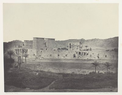 Gezicht vanaf het eiland Beghé, West, Philoe; Nubië, plaat 68 uit het album "Egypte, Nubie, Palestina et Syrie" (1852) door Maxime Du Camp