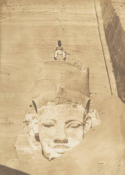 Westelijkste kolossus van de Tempel van Re, Abu Simbel, 1850 door Maxime Du Camp