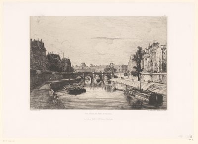 Gezicht op de Pont Saint-Michel in Parijs door Maxime François Antoine Lalanne