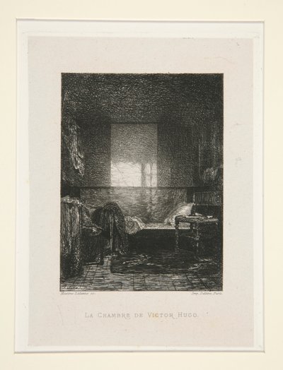 De Slaapkamer van Victor Hugo, pl. 11 uit de suite Chez Victor Hugo door Maxime Lalanne
