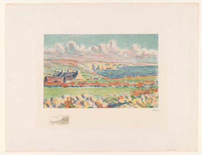 Kustlandschap met huizen door Maximilien Luce (signed by artist)