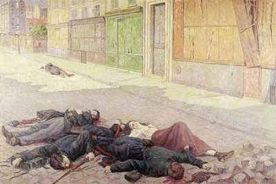 Een straat in Parijs in mei 1871 of, De Commune, 1903-05 door Maximilien Luce