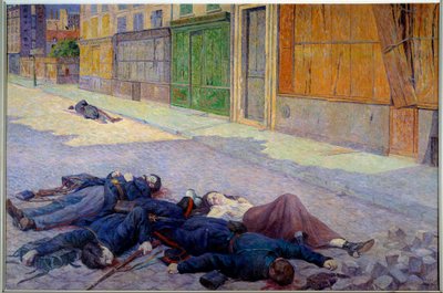 Een straat in Parijs in mei 1871 of de Commune door Maximilien Luce
