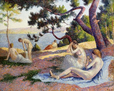 Badhuisgangers in Saint-Tropez door Maximilien Luce