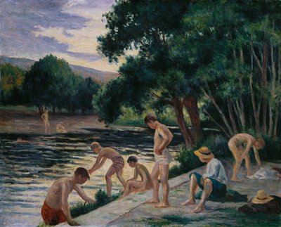 Baden aan de oevers van de Cure door Maximilien Luce