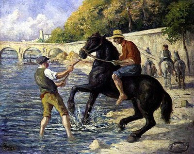 De Paarden Baden, c.1910 door Maximilien Luce