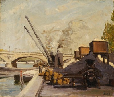Kranen op de Seine door Maximilien Luce