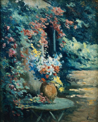 Bloemen in een Landschap door Maximilien Luce