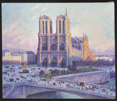 Notre Dame, Parijs, uitzicht vanaf de Quai Saint-Michel, 1901-04 door Maximilien Luce