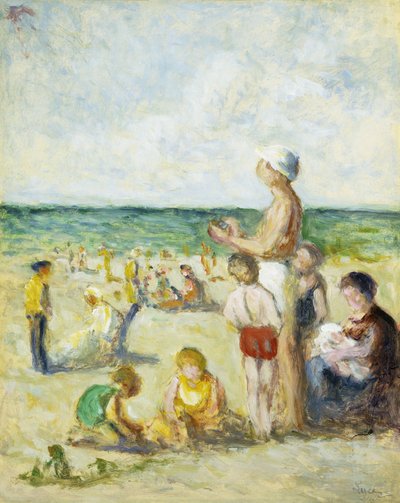 Op het strand in Normandië, ca. 1930 door Maximilien Luce