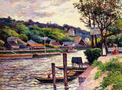 Buitencafé aan de Oever van de Oise, 1897 door Maximilien Luce