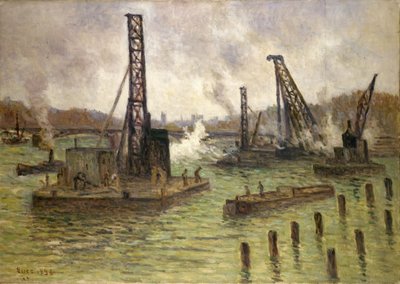 Werk aan de Seine, Pont des Saints-Pères door Maximilien Luce