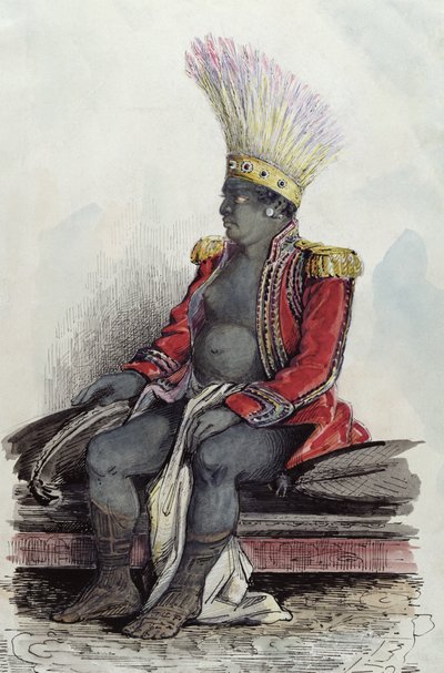 Koning Temoana op het eiland Nuka-Hiva gekleed in het uniform van een Franse kolonel, c.1841-48 door Maximilien Radiguet