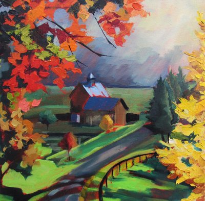 Herfstweg naar de schuur door Maxine Shore