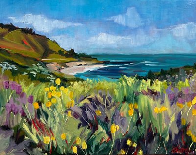 Bloei van wilde bloemen aan de kust door Maxine Shore