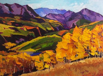 Uitzicht op de Golden Aspen-berg door Maxine Shore