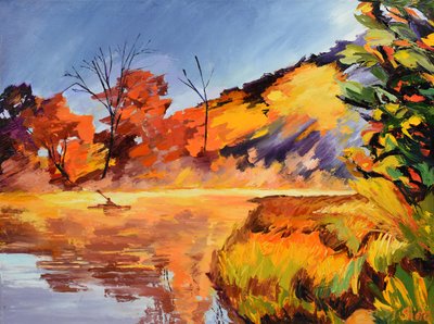 Kanovaarder in de herfstglans door Maxine Shore