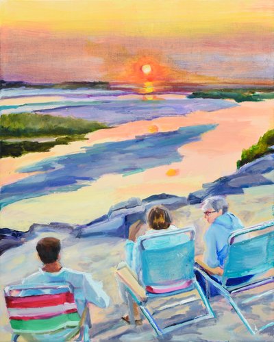 Ontspannende zonsondergang aan de kust door Maxine Shore