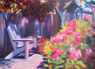 Kleurrijke tuinstoel door Maxine Shore