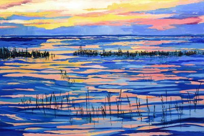 Levendige zonsondergang boven het moeras door Maxine Shore