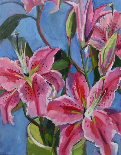 Levendige roze lelies door Maxine Shore
