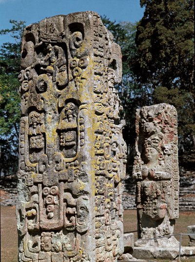 Stele A en C, Plaza de Ceremonias door Mayan