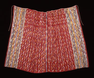 Cofradia cape, mogelijk voor het beeld van een heilige, c.1920-1940 (katoen; ketting-gezicht plat weefsel met ketting strepen en ketting ikat en aanvullende inslag patroon) door Mayan Mayan