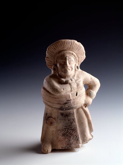 Precolumbiaanse kunst, Maya beschaving, klassieke periode: beeldje van antropomorf klei dat een balspeler voorstelt, heeft de functie van muziekinstrument. uit San Agustin Acasaguastlan El Progeso, Guatemala. Dim. 19x8,5 cm Guatemala, Museo Nazionale di door Mayan Mayan