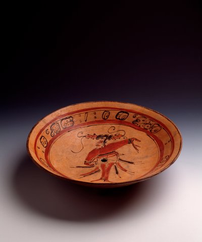 Precolumbiaanse kunst, Maya-beschaving, klassieke periode: tripode vaas in beschilderde klei. Uit Peten, Guatemala door Mayan Mayan
