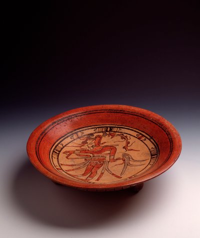 Precolumbiaanse kunst, Maya-beschaving, klassieke periode: driepootvaas in beschilderde klei. Uit Peten, Guatemala door Mayan Mayan